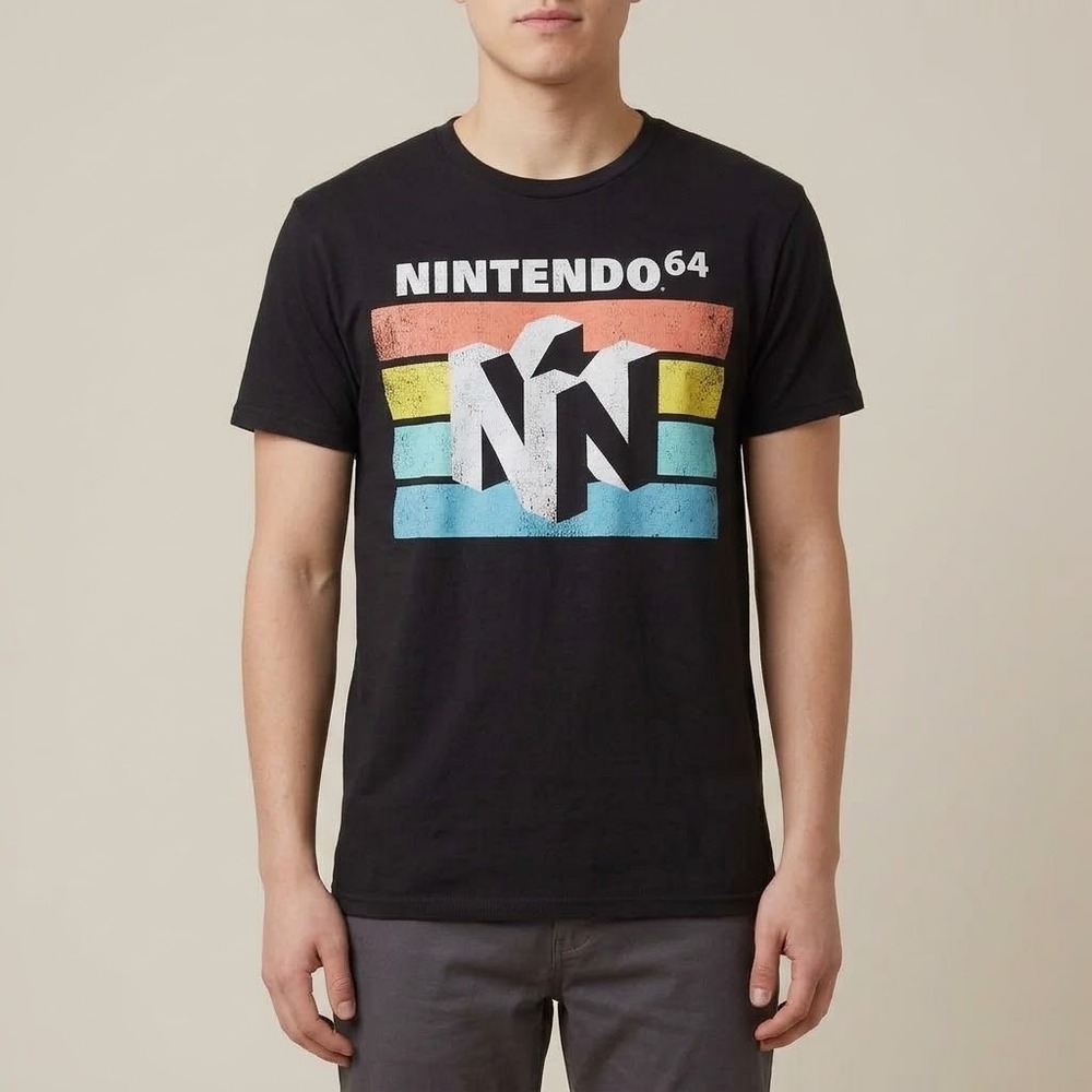 Nintendo 64 N64 Graphic T-Shirt Small Black Cotton Blend